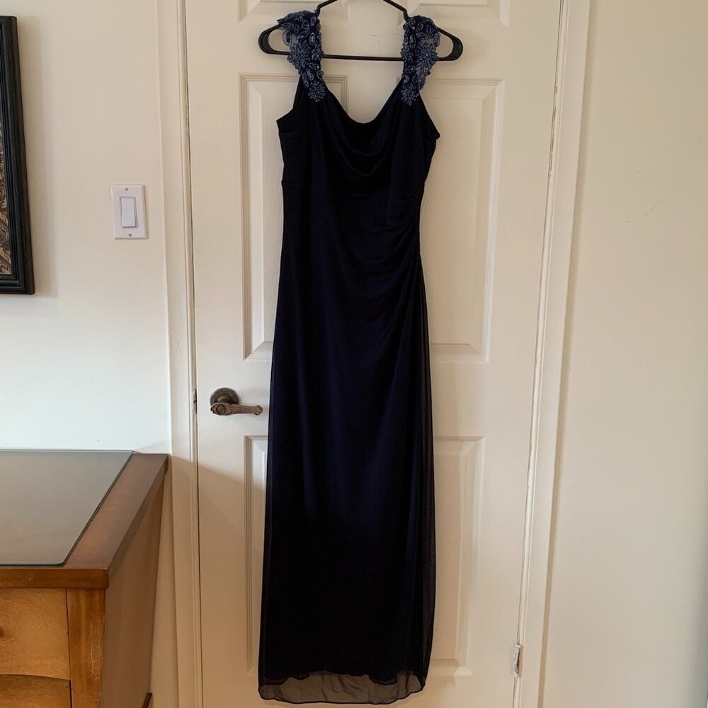 Navy Maxi Dress with Matching Shawl